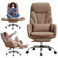 Cross Legged Office Chair with Flip Armrest and Footrest Brown O8750
