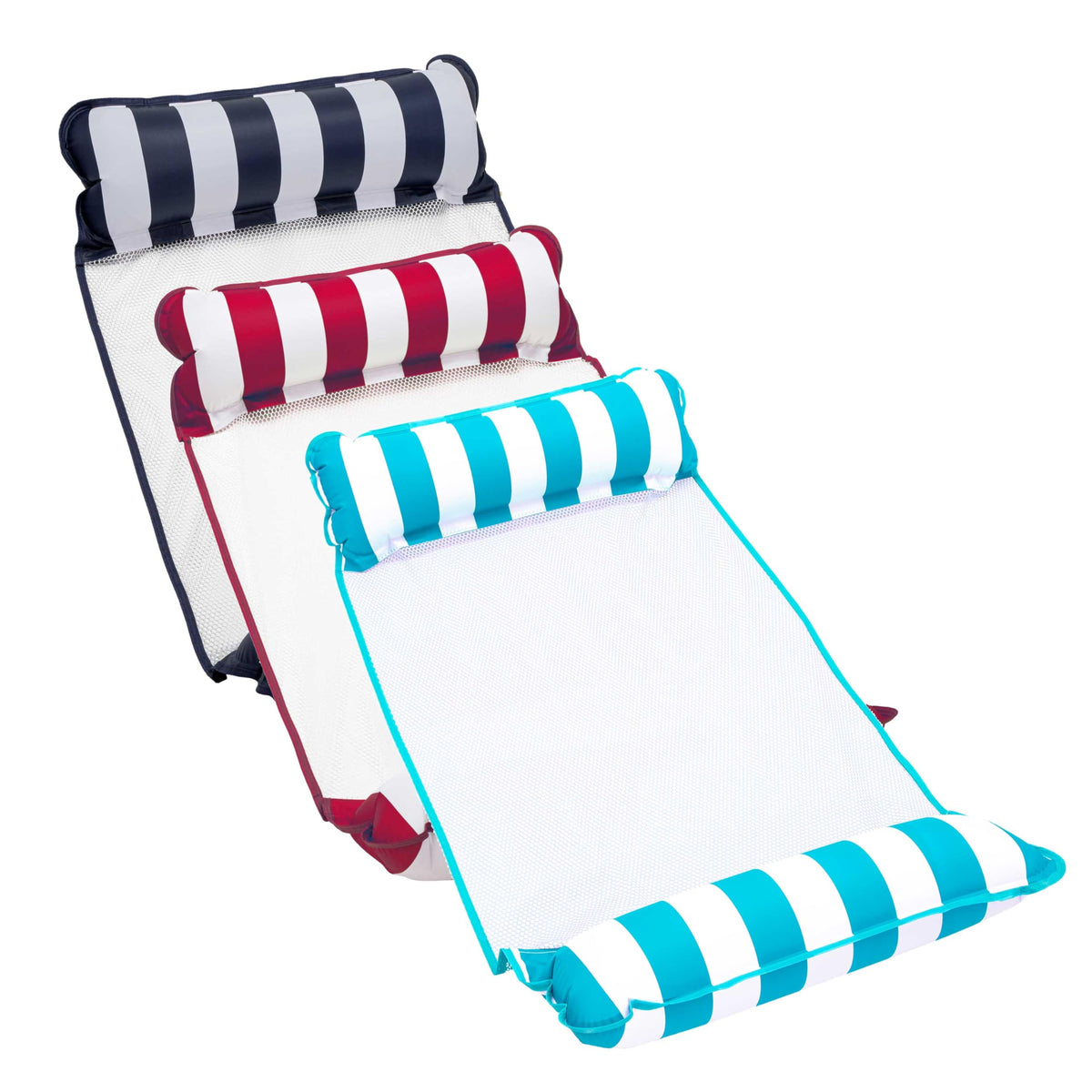 Light Blue, Navy & Burgundy/White Stripe 3-Pack Pool Float V1097