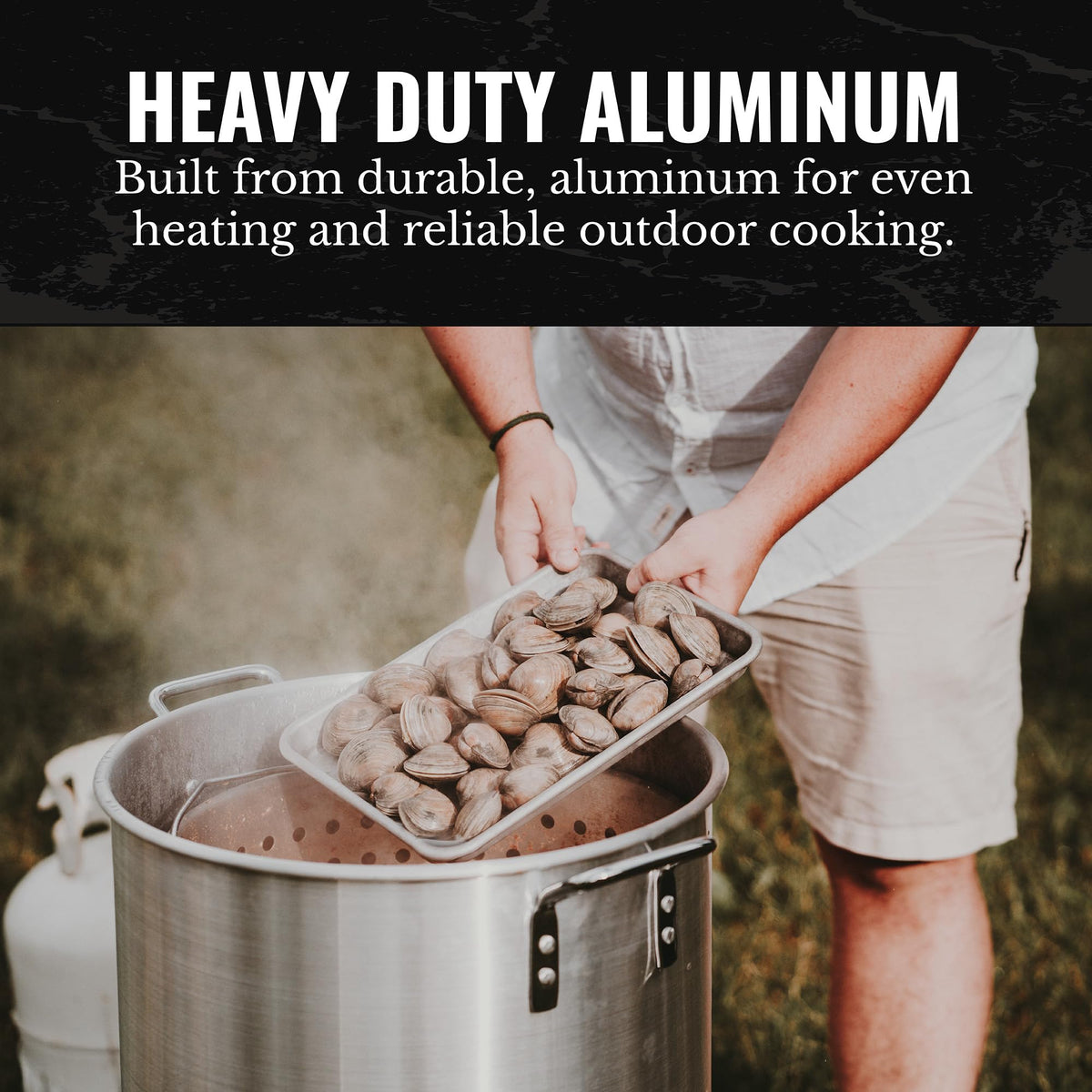 60Qt Aluminum Stock Pot with Strainer and Lid Y91497
