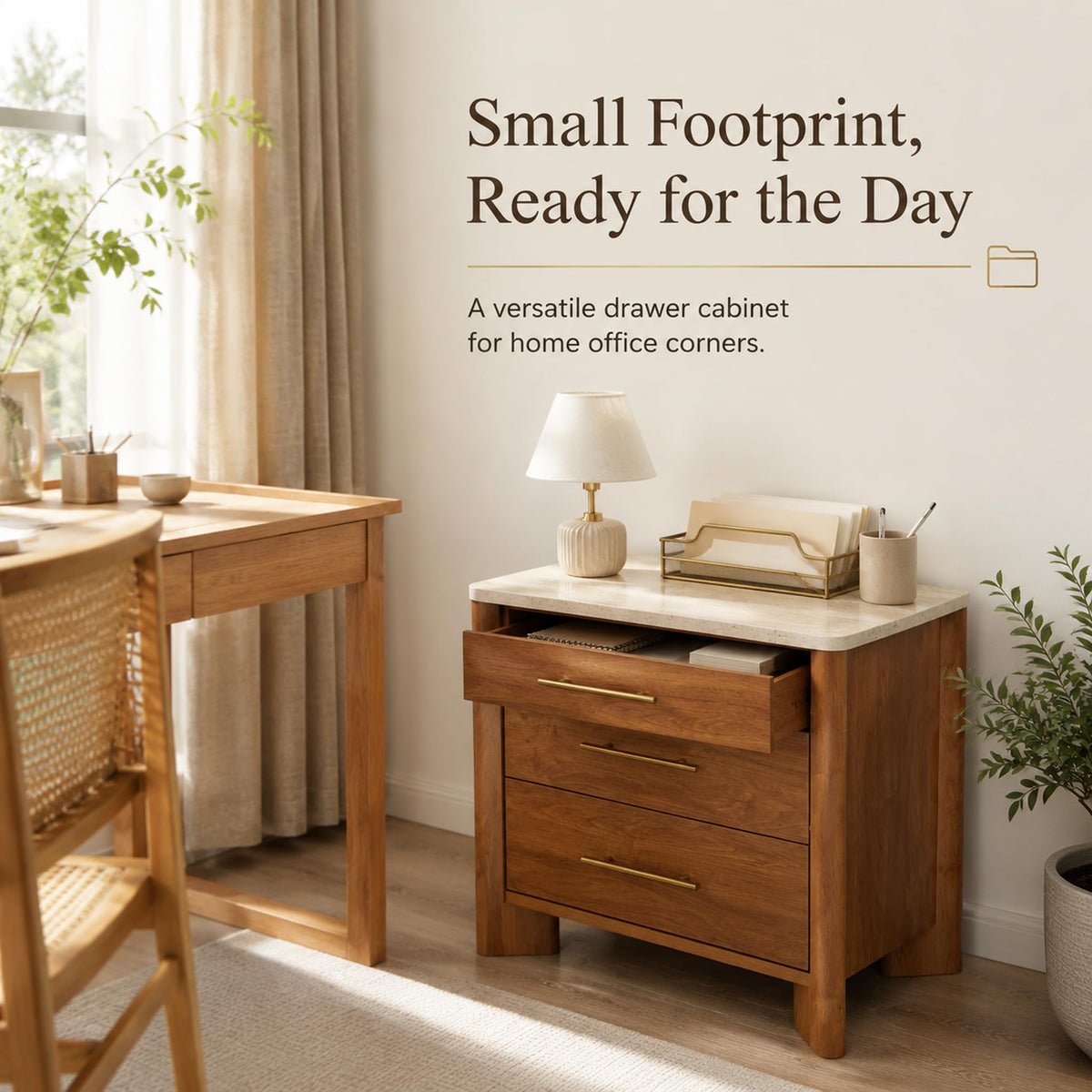 3 Drawer Marble Top Nightstand P366817