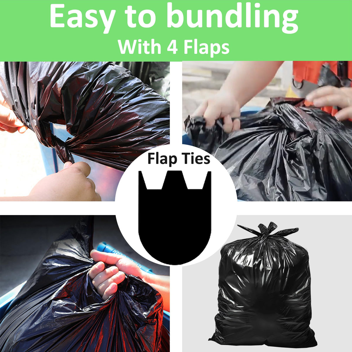 40-45 Gallon Heavy Duty Black Trash Bags 60 Count 1.2 Mil K93403