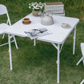 34'' Square Folding Card Table, Portable Plastic Dining Table with Carry Handle, White E2964