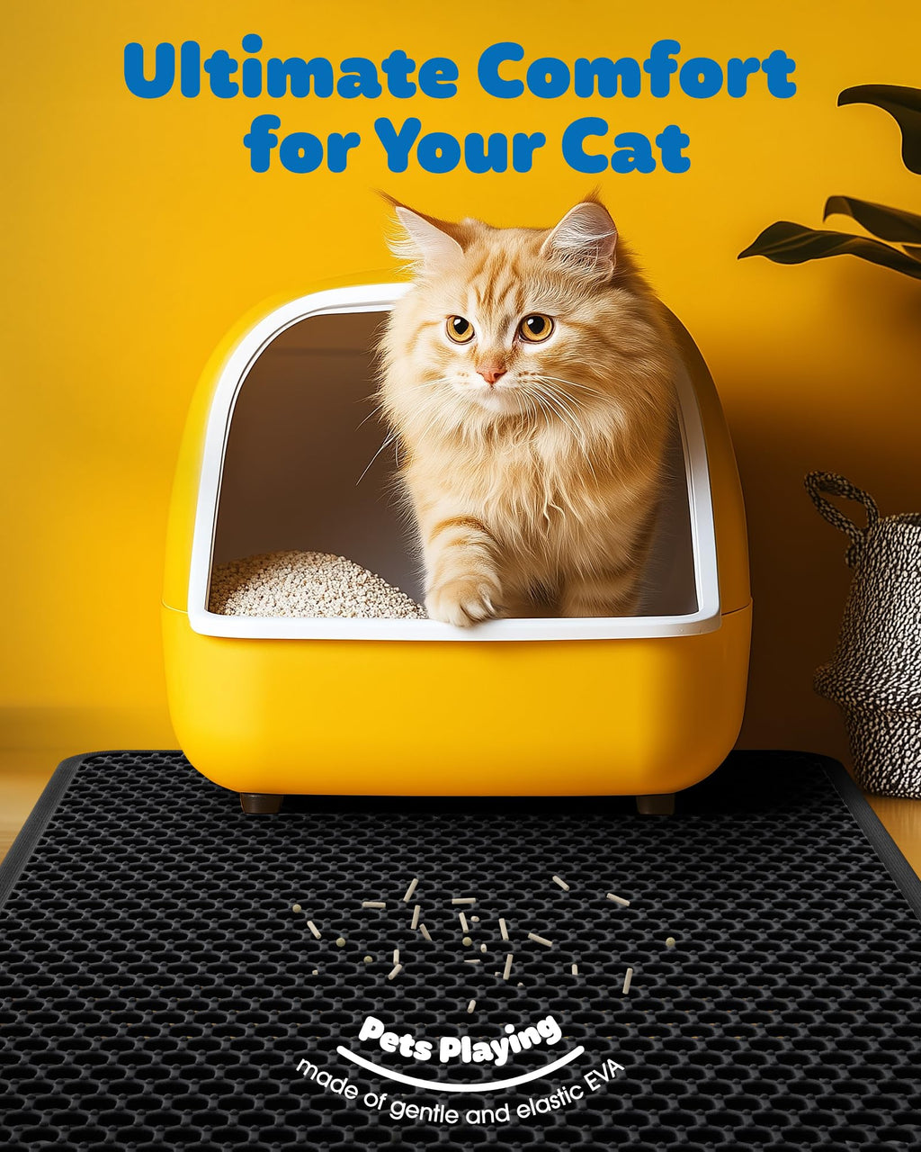 Cat Litter Mat 30 x 24 in Waterproof Non-Slip Black S20658