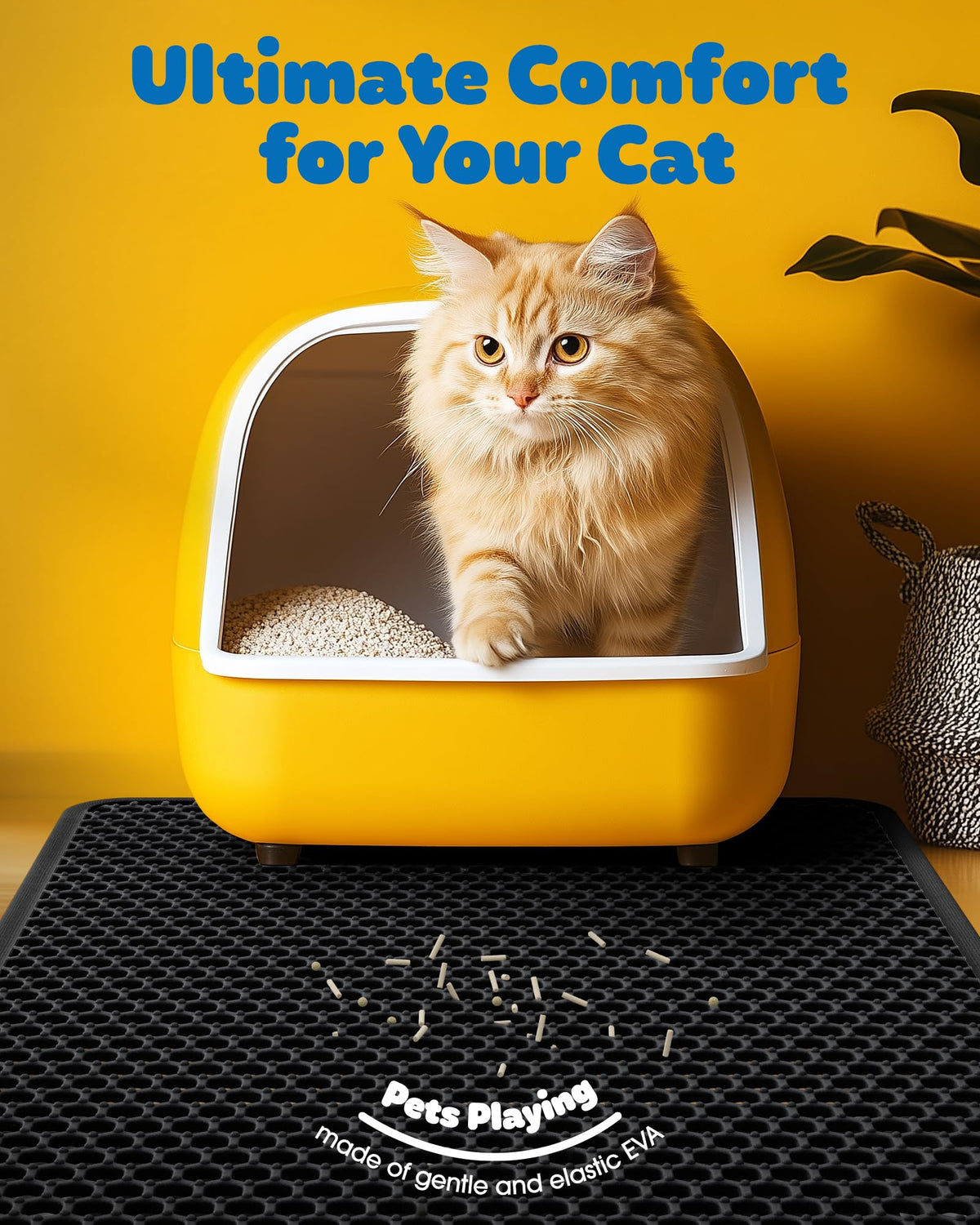 Cat Litter Mat 30 x 24 in Waterproof Non-Slip Black S20658