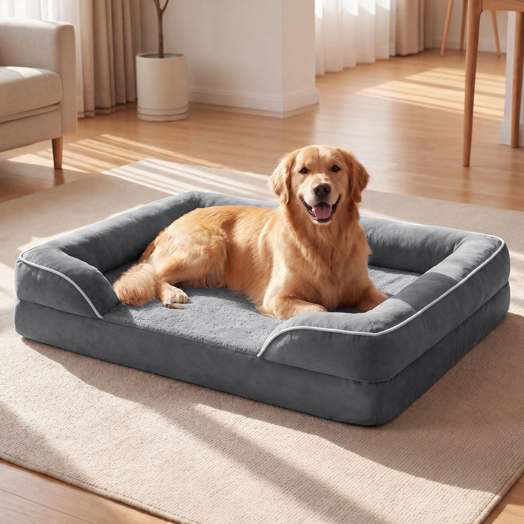 Waterproof Orthopedic Dog Bed with Bolster V8403