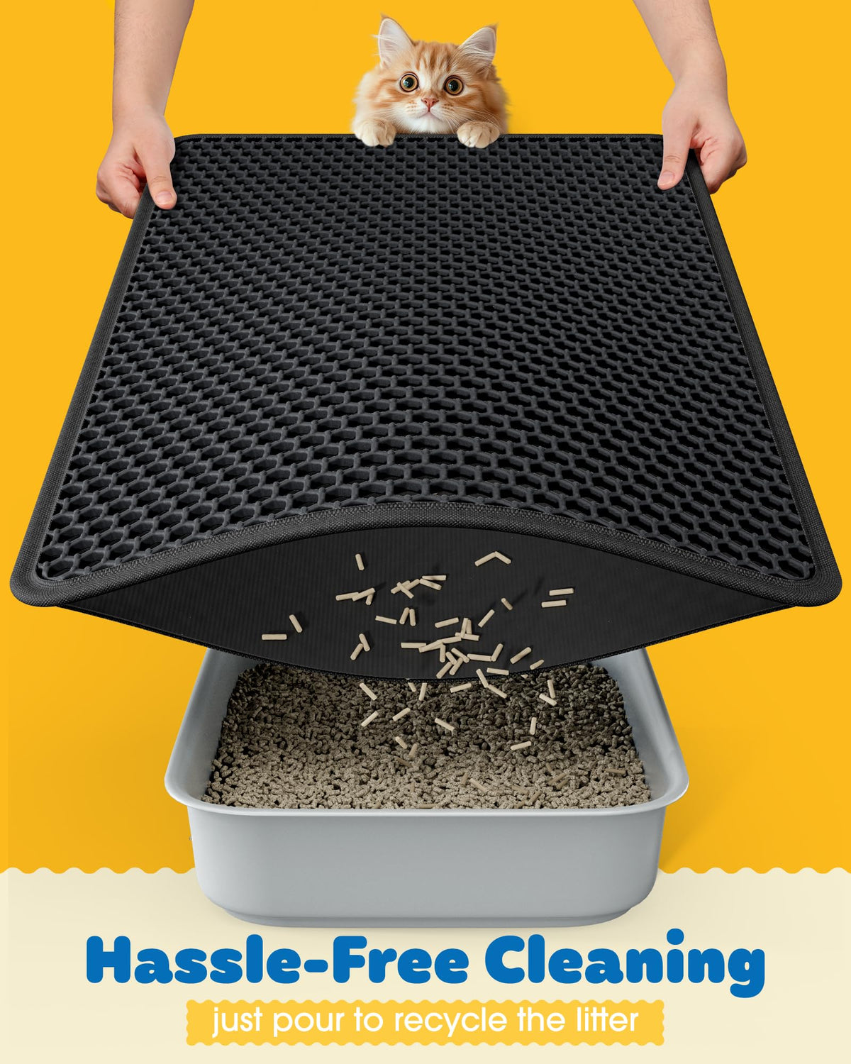 Cat Litter Mat 30 x 24 in Waterproof Non-Slip Black S20658