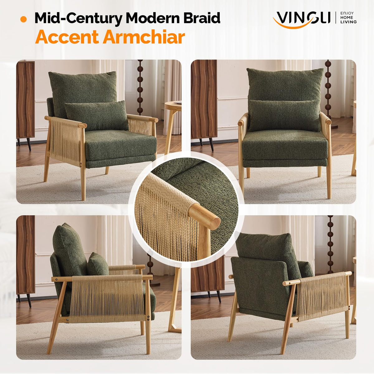 Dark Green Set of 2 Accent Armchairs with Waist Pillow X193668