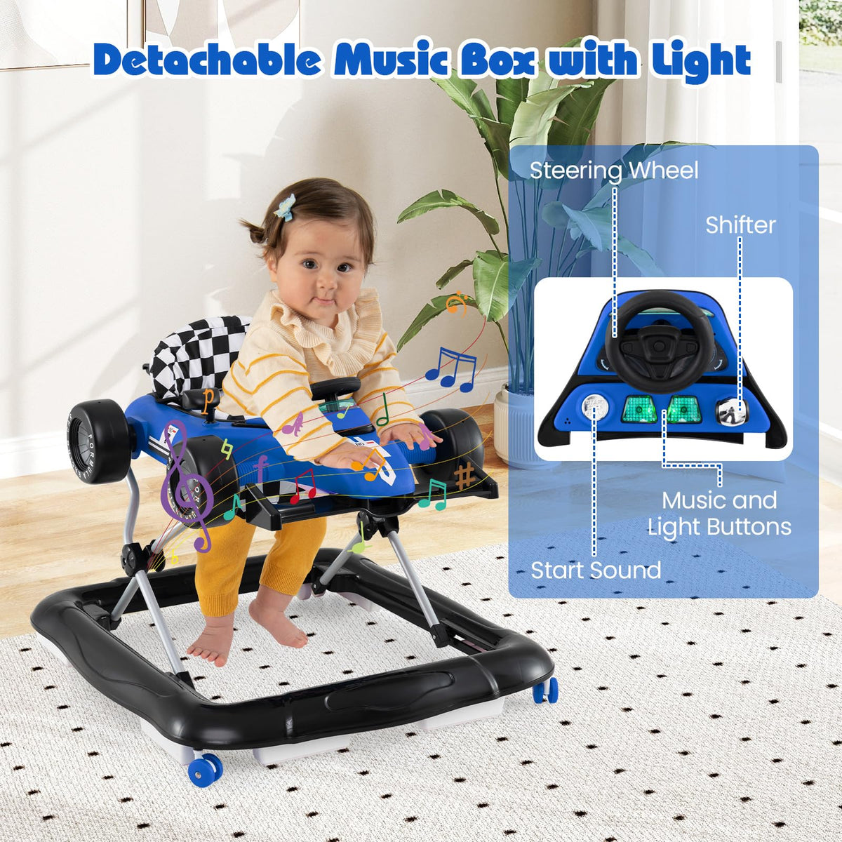 Foldable Baby Walker with Adjustable Heights and Wheels I29944