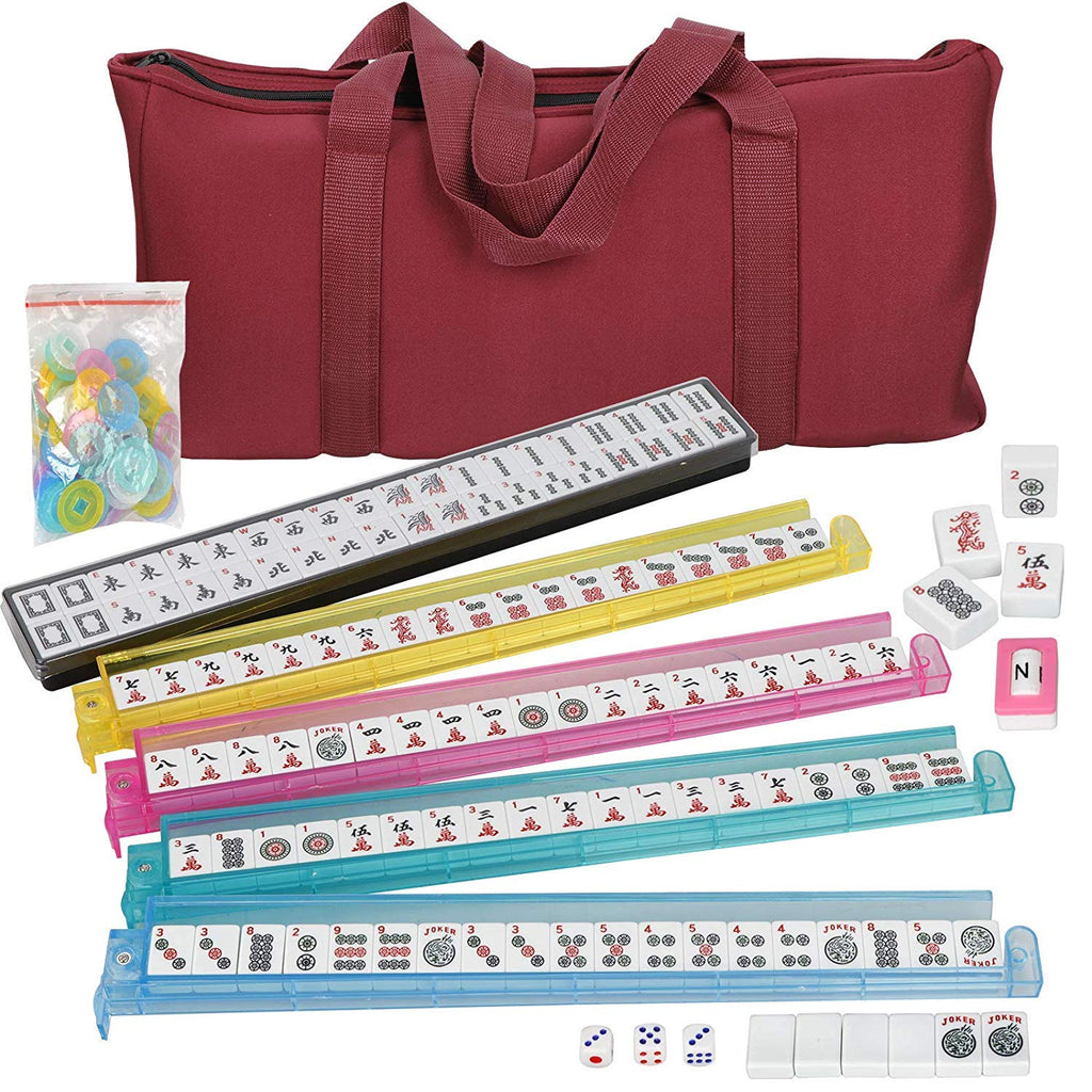166 Tiles 4 Colors Mahjong Set with Soft Bag C7581