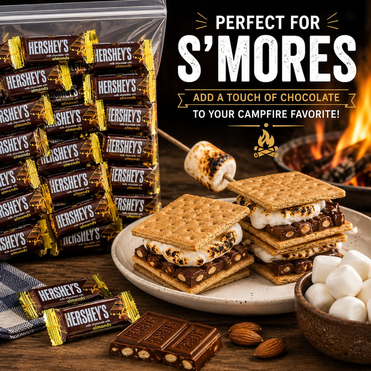 Milk Chocolate with Almonds Bars 50 Pieces Snack Size D971