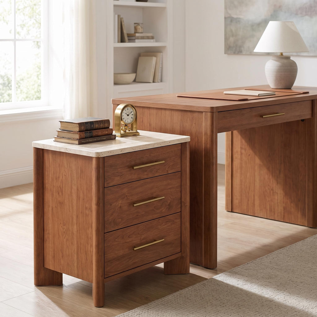 3 Drawer Marble Top Nightstand P366817