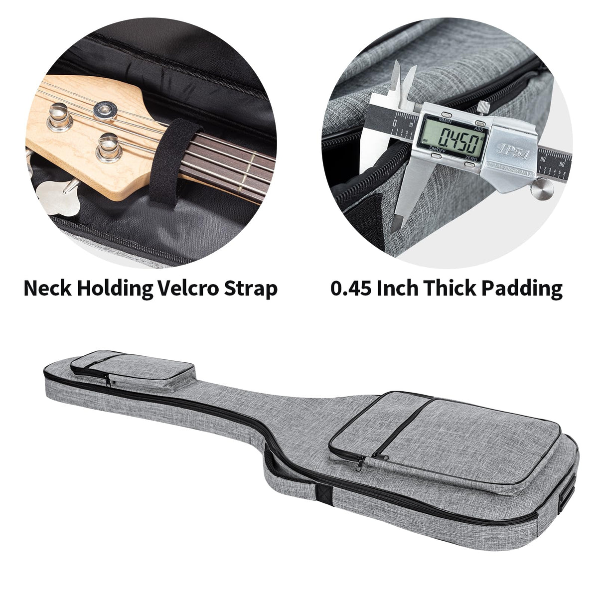 47 Inch 11mm Padding Grey Electric Bass Guitar Bag K709