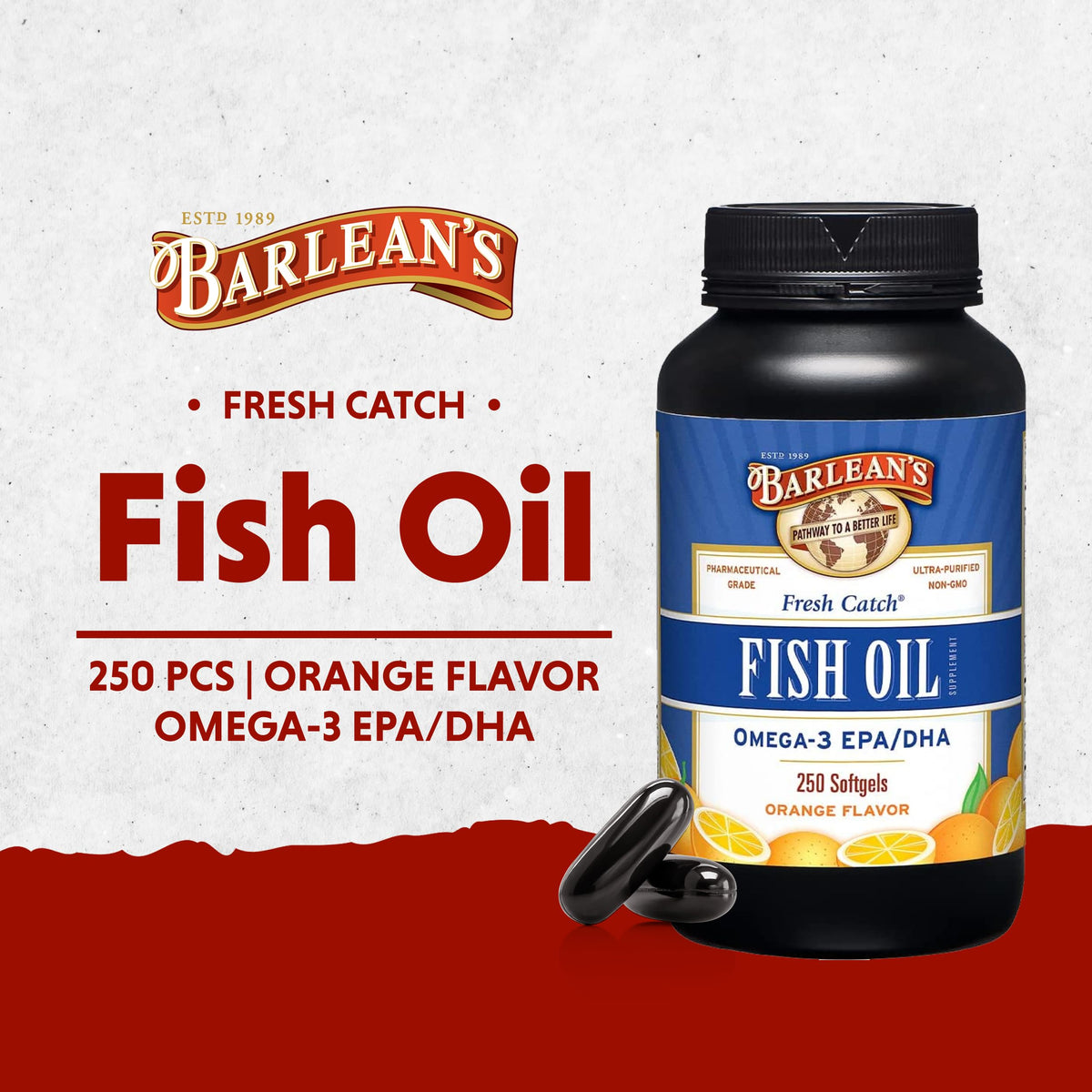 Omega 3 Fish Oil 600mg EPA & DHA Softgels Orange 250 Count H433
