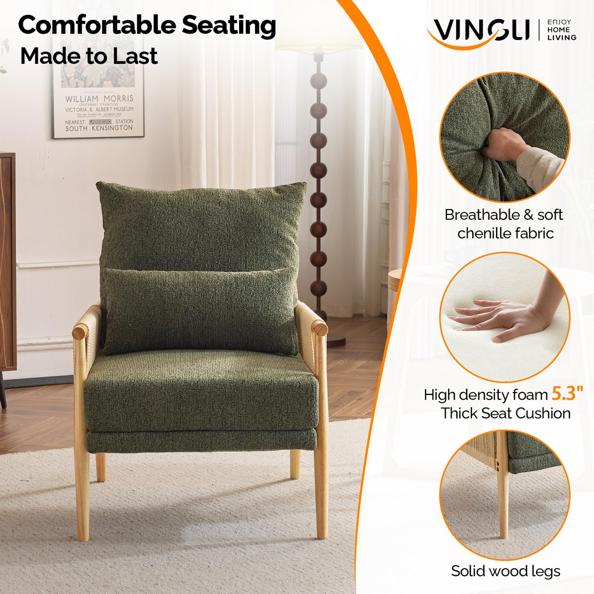 Dark Green Set of 2 Accent Armchairs with Waist Pillow X193668