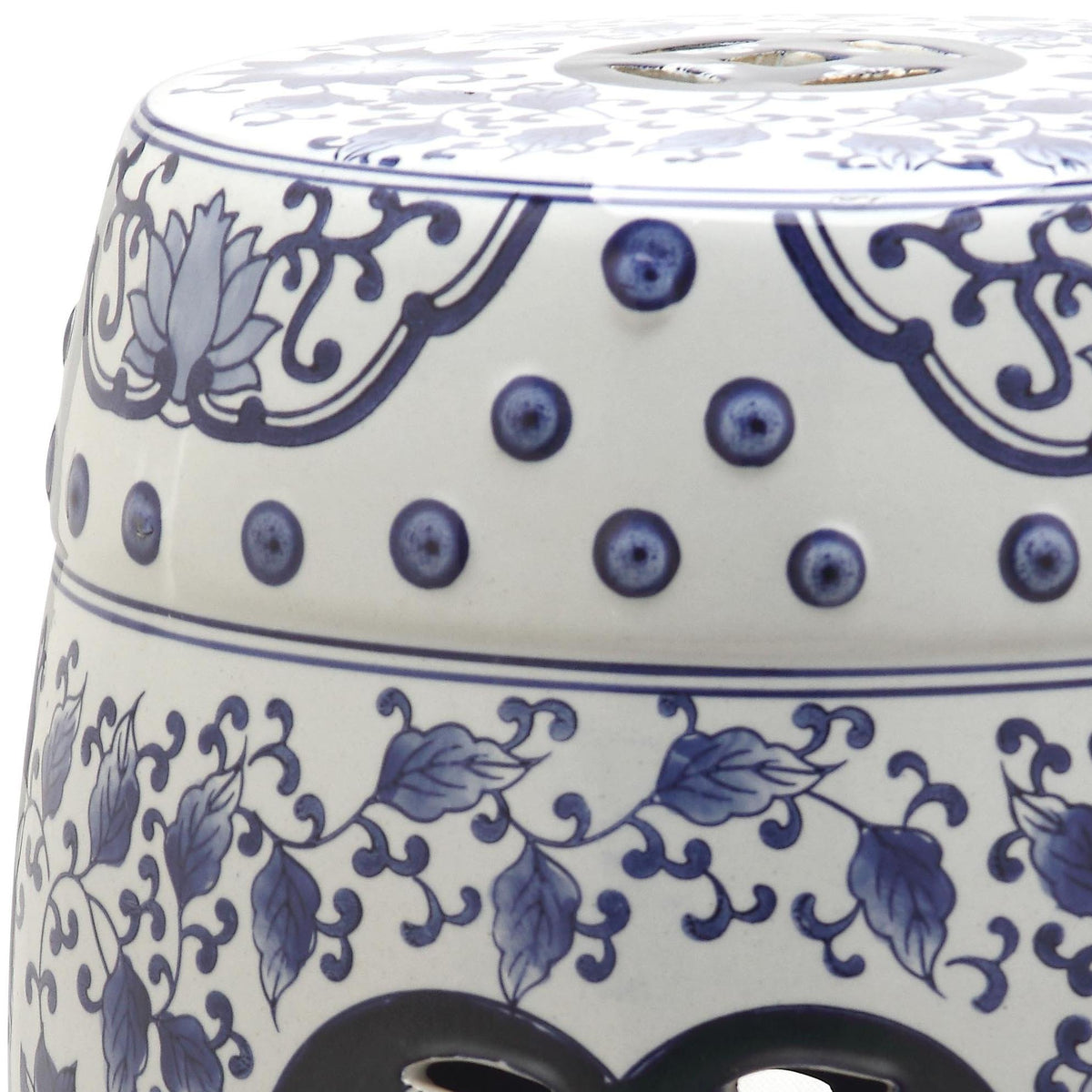 Blue White Ceramic Garden Stool X564