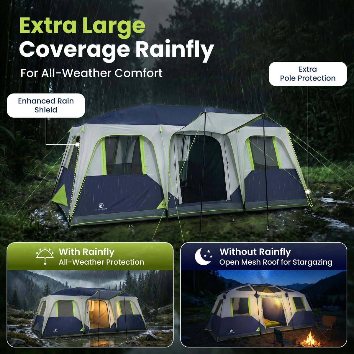 12 Person Camping Tent with Shade Canopy H75726
