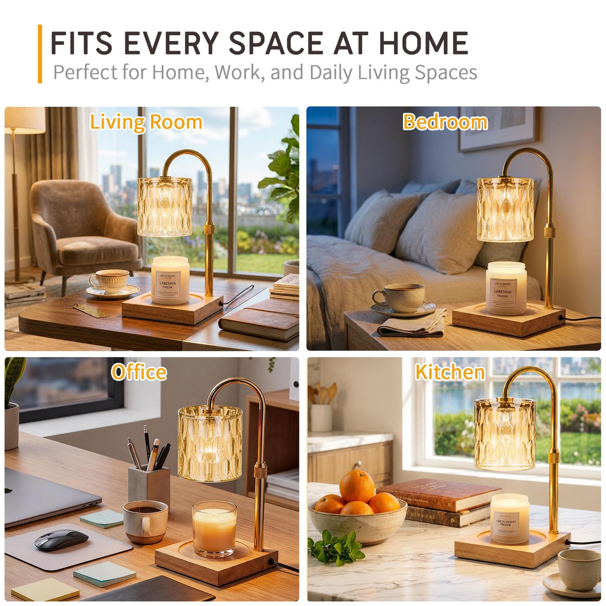Adjustable Dimmable Candle Warmer Lamp with Timer P49600