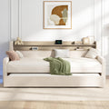 Twin Upholstered Daybed with Trundle and Storage Headboard Q7441