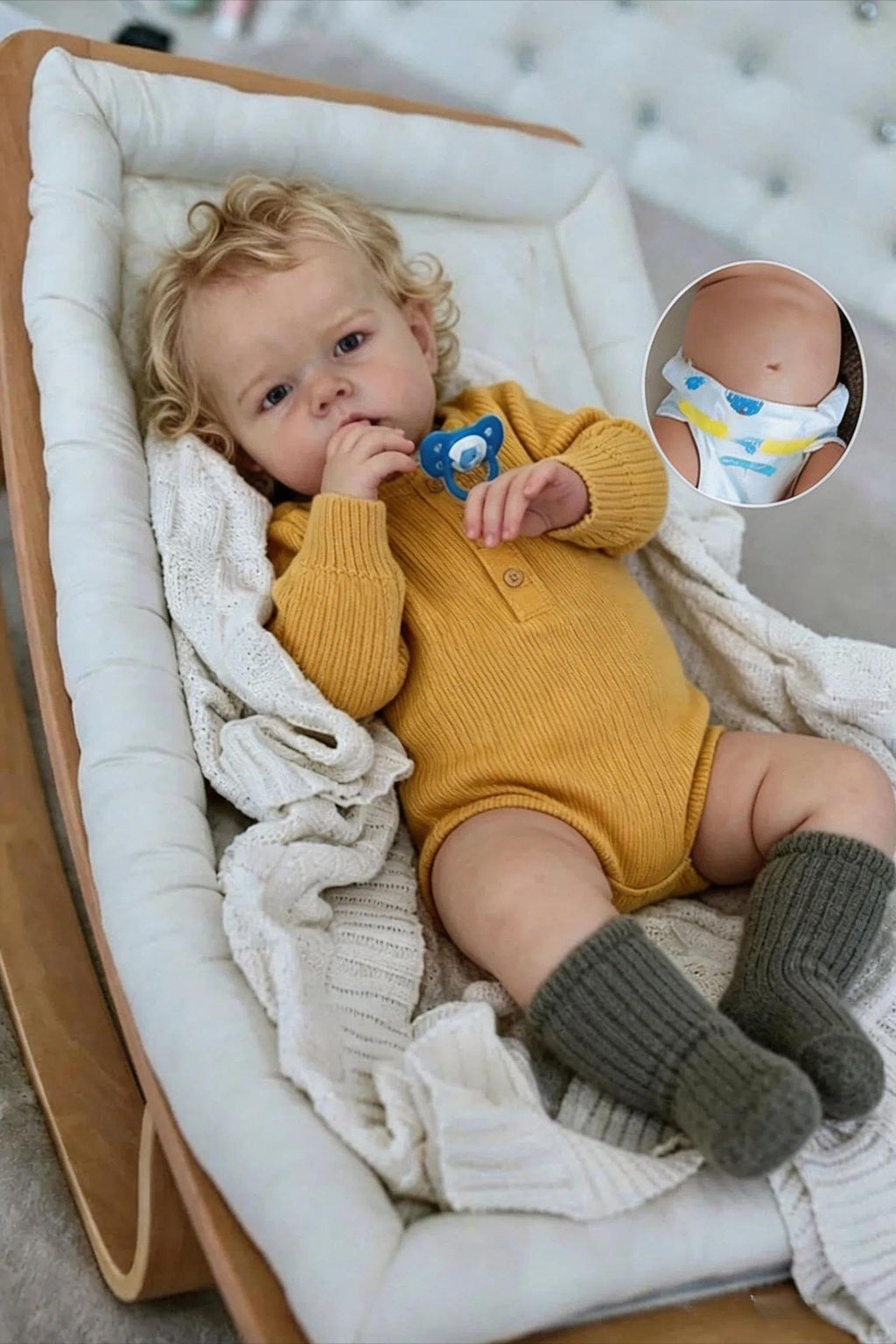 22" Realistic Baby Doll Boy Blonde Hair P648570