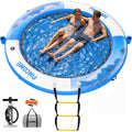 Inflatable Water Hammock Floating Dock 8FT Round with Water Ladder and Cup Holder Light Blue L90531