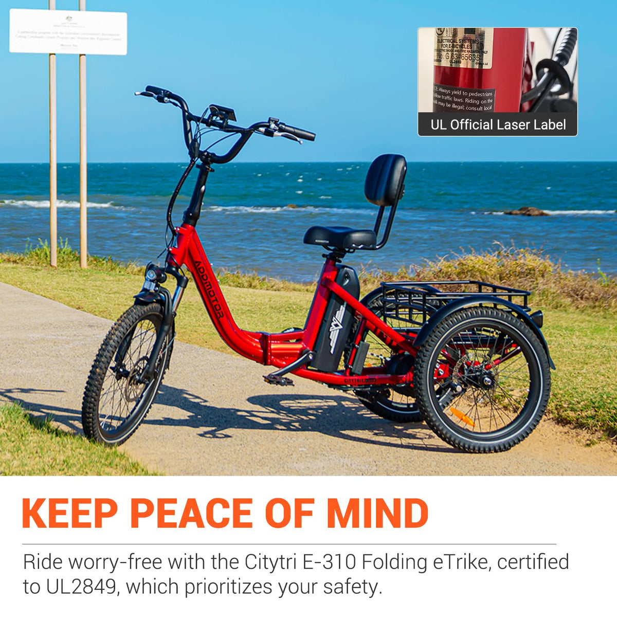 Folding Electric Tricycle 750W 48V 20Ah UL2849 J801308
