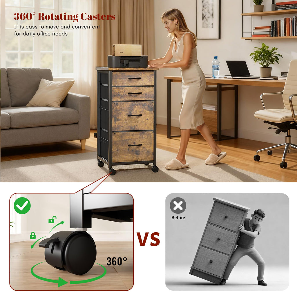 4 Drawer Rolling File Cabinet F43106