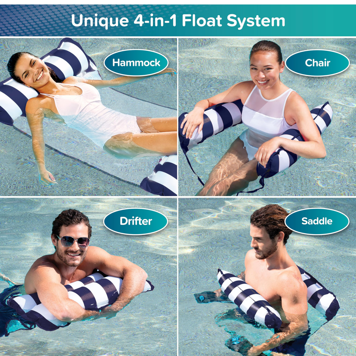 Light Blue, Navy & Burgundy/White Stripe 3-Pack Pool Float V1097