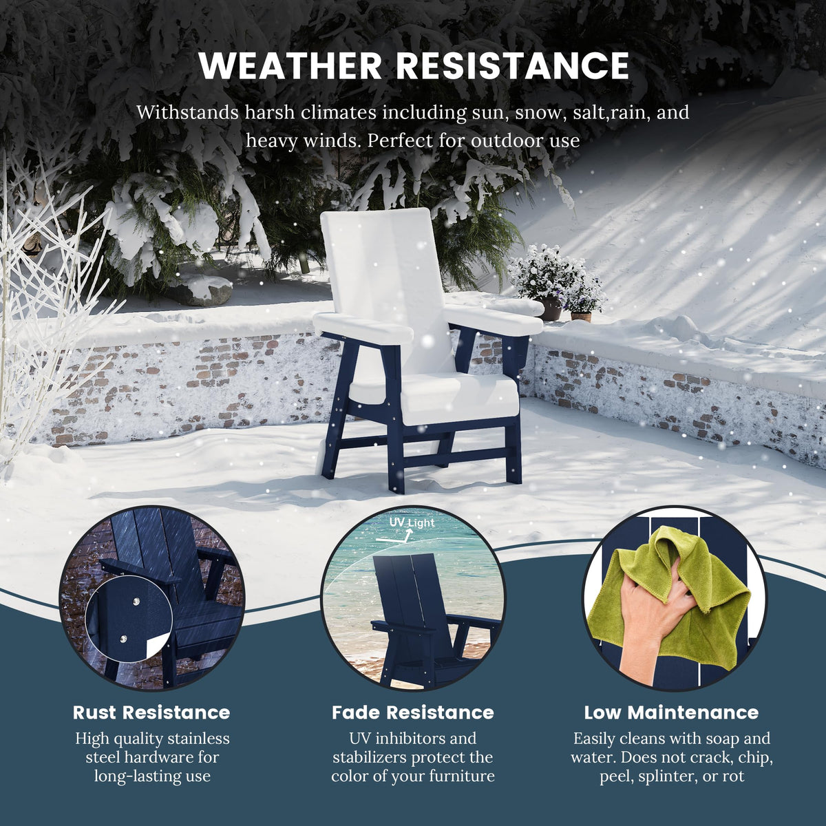 HDPE Adirondack Dining Chair Navy Blue V705047