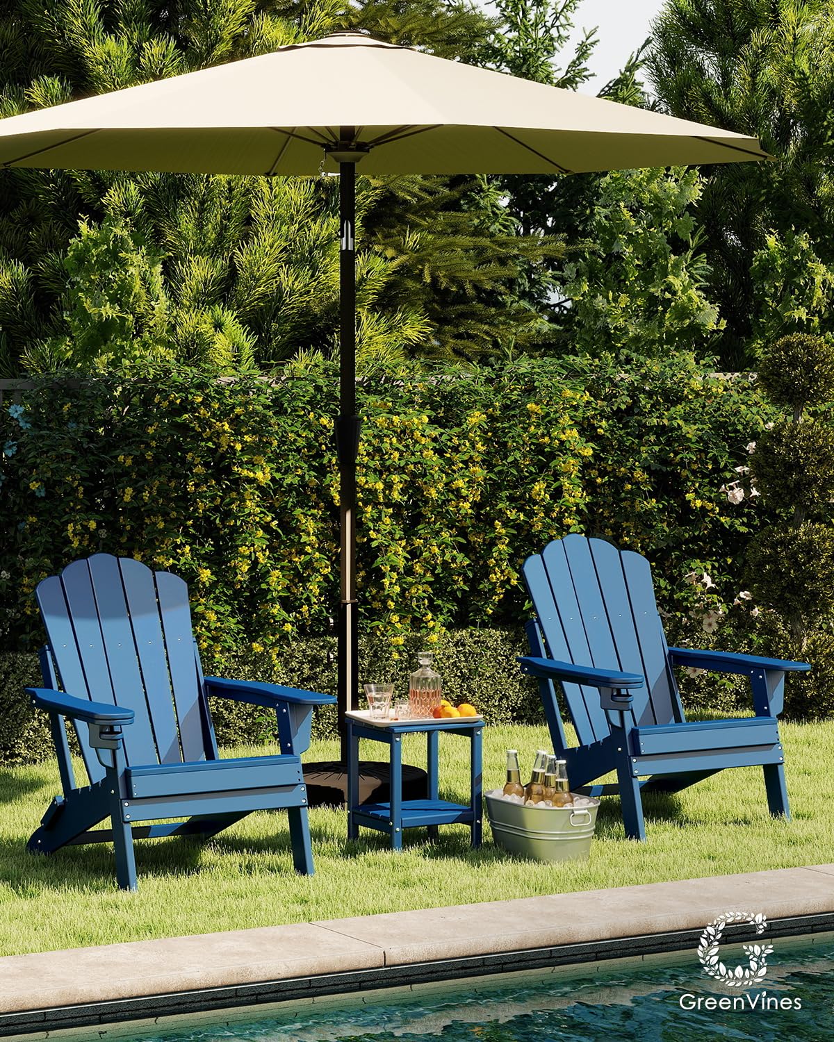 Oversized Folding Adirondack Chairs Set of 2 Blue N5618