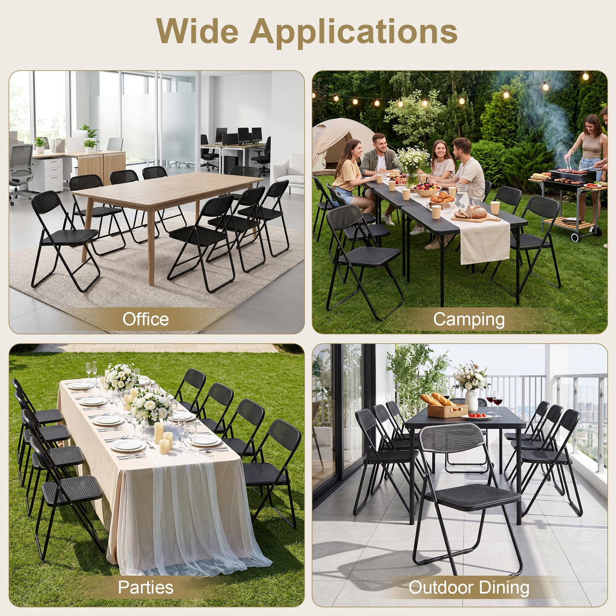 Black Plastic Folding Chairs 10 Pack K732984