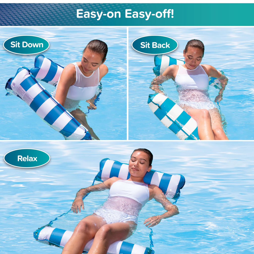 Light Blue, Navy & Burgundy/White Stripe 3-Pack Pool Float V1097